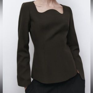 NWT Zara Topstitched Slit Top